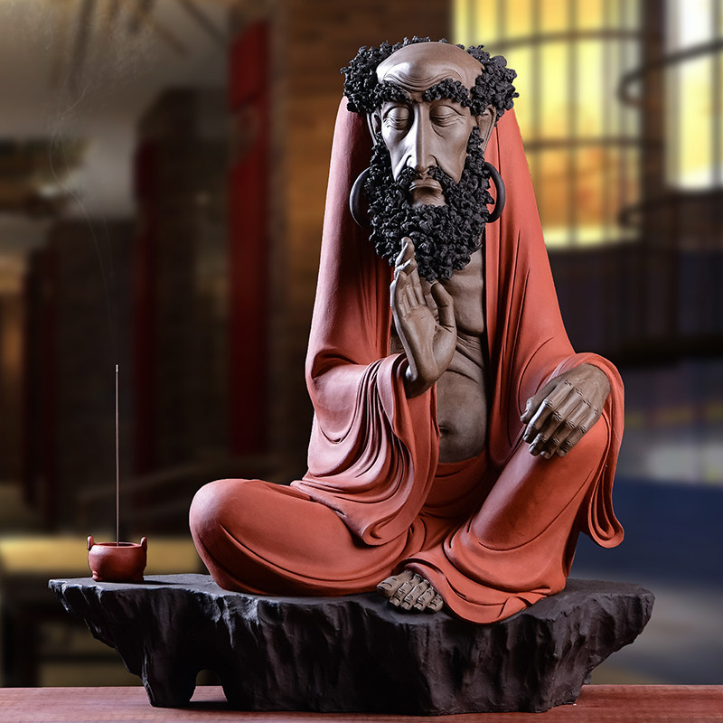 Ink dyed with Zhang Mingguo Ceramic Purple Sand Zen Shandong fathermaster craftsmartgift decoration of the porch interior decoration