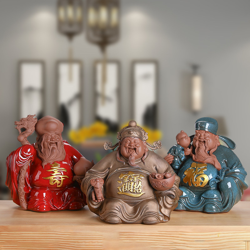 Zeng Guoqing FuLu Shou three-star ornament Fu Xing Lu Xing Shou Xing Fortune God Buddha statue is dedicated to the birthday gift of the old man