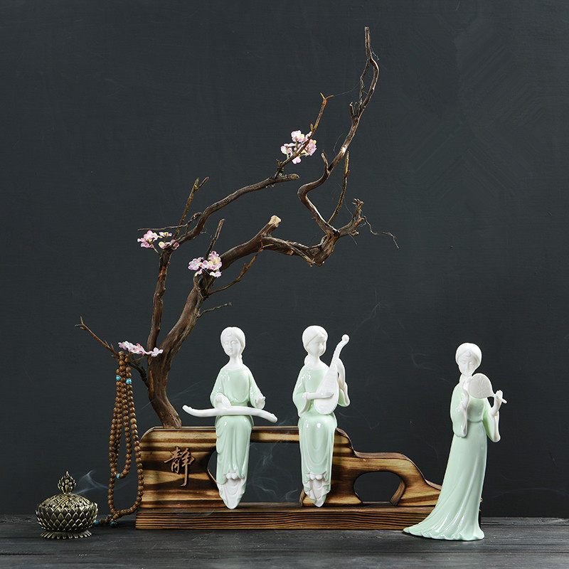 Creative Chinese Home Living Room Genguan Decorations Pendulum of Classical Sfemale figures Home Furnishing Boutique Artworks