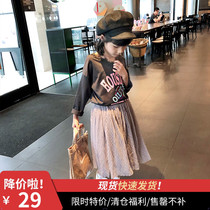 Girls  long-sleeved t-shirt 2020 spring new medium and large childrens letter printing bottoming shirt childrens Western style thin top