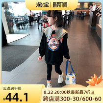 Girl among the girls Long-style clothing spring autumn new baby Han version plaid square collar blouses children foreign air cover headsweaters