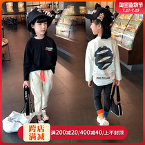 Girls  foreign style all-match base shirt 2020 autumn new baby fashion loose top Medium and large childrens long-sleeved T-shirt