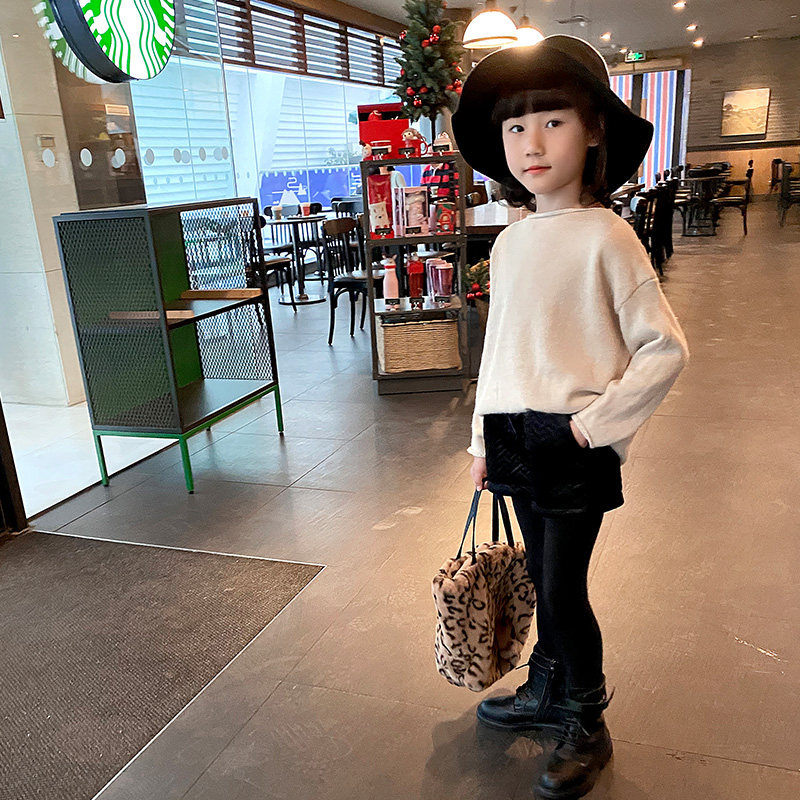 Girl Spring Autumn Loose sweater CUHK Scout against bottom hair line blouses Children's Korean version headsets Long sleeves Knitted Cardiovert