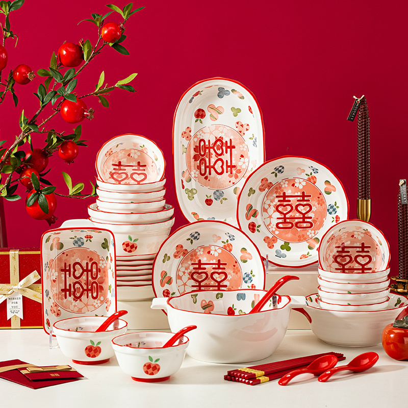 Dishes and Bowls Set for Home Use, Wedding Gift, 2026 New Model, New Year Tableware, Wedding Celebration Bowls, Dowry Bowls, Chopsticks, Plates, Housewarming Dishes and Bowls Set for Home Use, Wedding Gift, 2026 New Model, New Year Tableware, Wedding Celebration Bowls, Dowry Bowls, Chopsticks, Plates, Housewarming