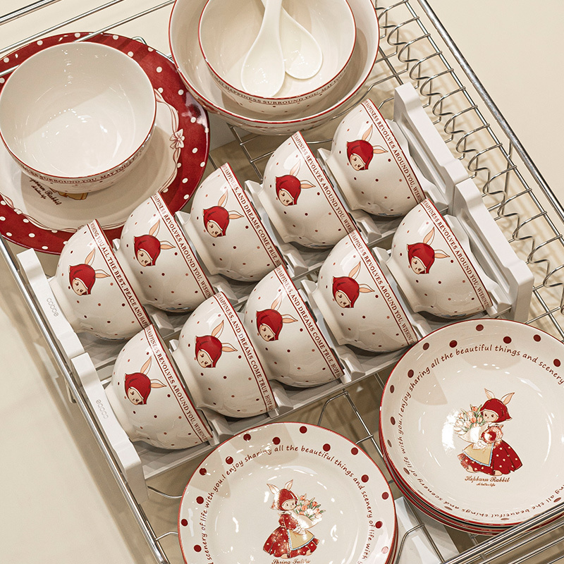 Hepburn Rabbit Bowl and Plate Set for Home Use 2026 New Original Jingdezhen Tableware Wedding Bowls and Plates Housewarming Bowls and Chopsticks