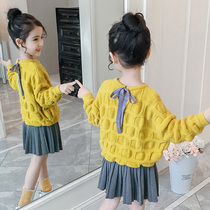 Girls Sweater 2021 New Knitted Dress Korean Fashion Autumn Dress Childrens Clothing Childrens foreign style two-piece set