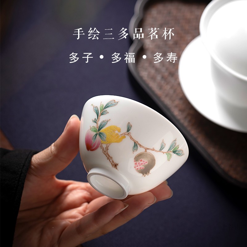 The New color hand - made peach bergamot sample tea cup children live long and prosper jingdezhen pastel live pomegranate cup bowl
