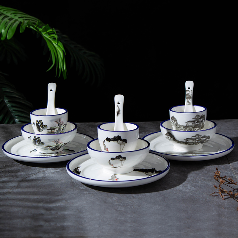 Hotel new Chinese style theme ceramic high - end table 4 times characteristics tableware suit custom lettering