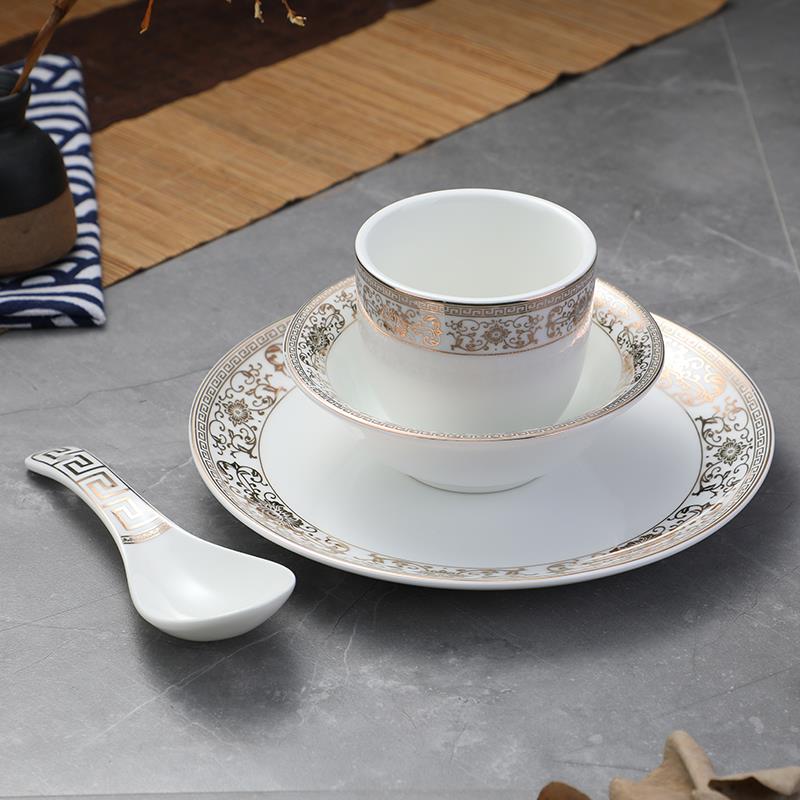 Hotel supplies ceramic key-2 luxury Hotel Chinese restaurant cutlery set 4 restaurants with thickening the custom print.