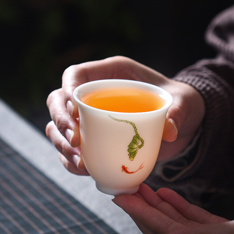 Suet jade porcelain ceramic masters cup single cup small white porcelain cups sample tea cup home of kung fu tea package can be customized