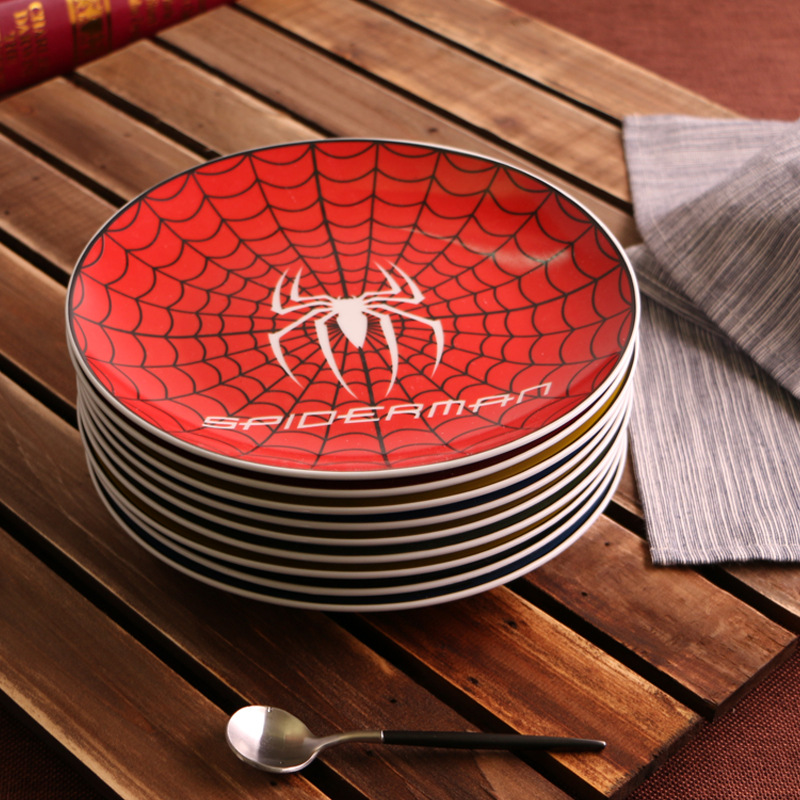 Diffuse wei hero move plate tableware ceramics dinner plate spiderman batman captain America plate plate