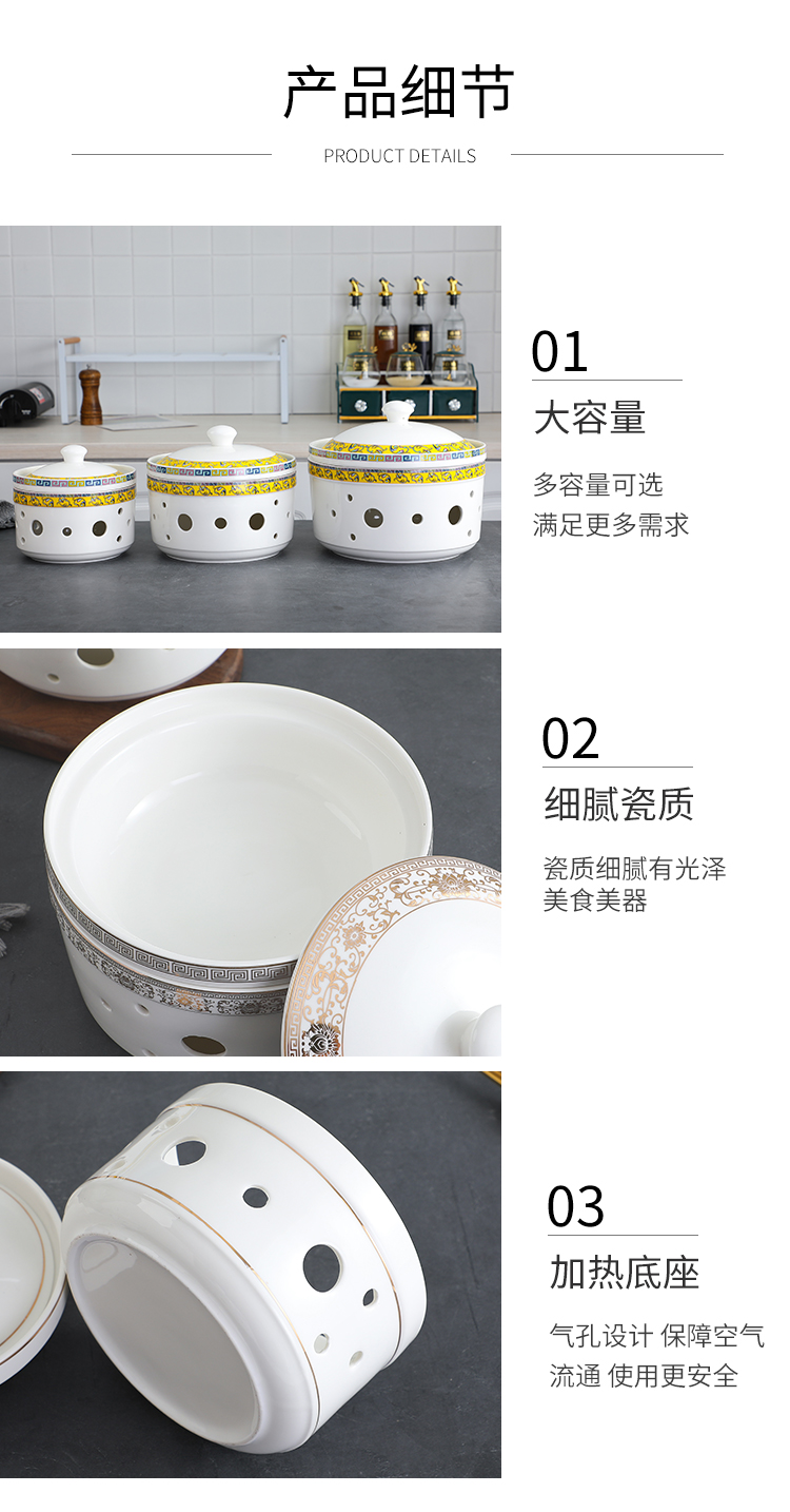 Hotel ceramic based dry pot alcohol furnace insulation sea cucumber dish dish soup bowl with cover large tableware Buddha to over the wall