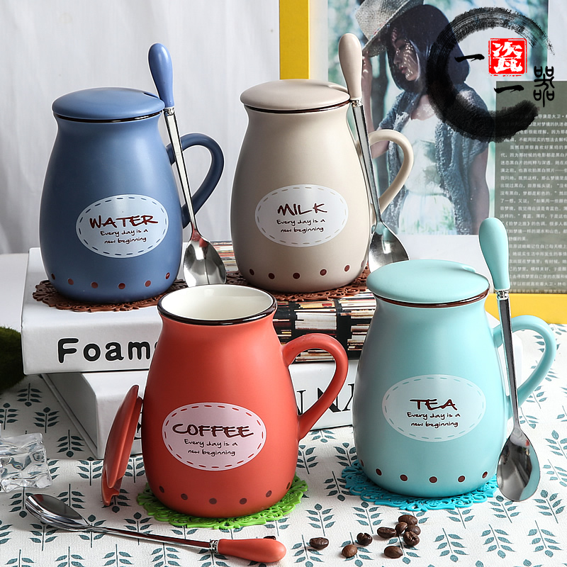 With cover household glass ceramic cup creative move cup mark children 's cartoon cup "women suit to ultimately responds to water