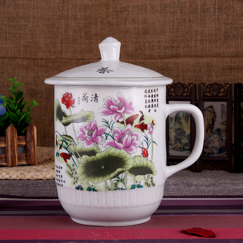 Big capacity ceramic with cover cup 1800 ml of super - sized overlord of jingdezhen tea cup cup of cold water