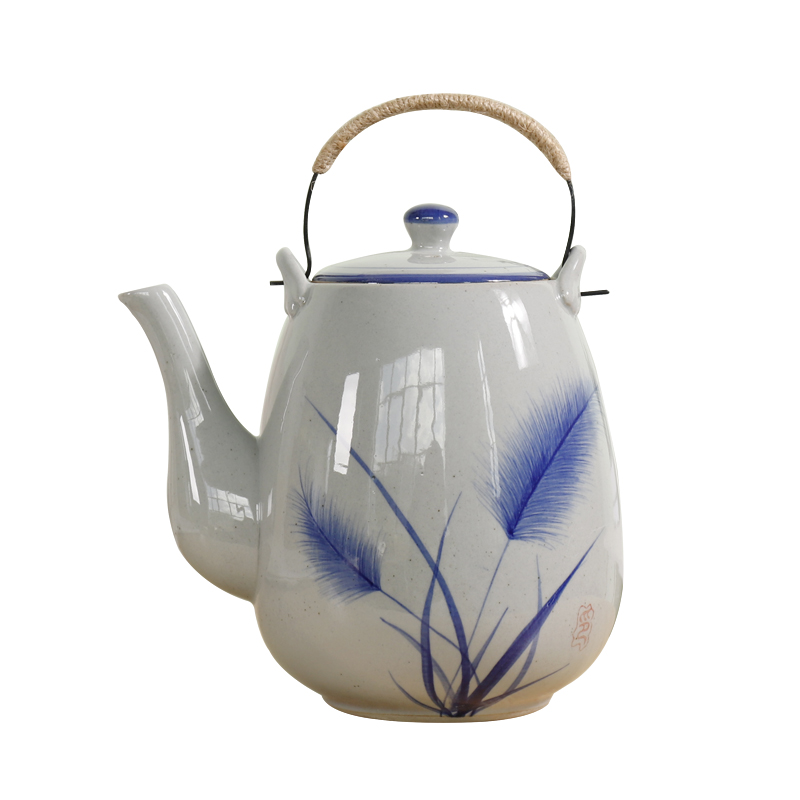 Large ceramic teapot handpainted vintage Japanese coarse pottery pot restaurant 2, 1.5 litres to girder teapot household cool water bottle