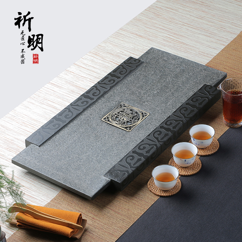 Uginshi Tea Tray Brief About Home Big Number Whole Natural Stone Engraving Korn Tea Table Tea Sea Personality Retro