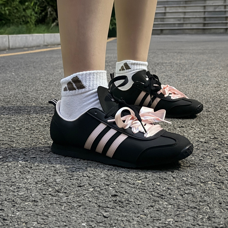 Adidas Vs Jog 2.0 Ice Cream Thin-Soled T-Toe Shoes Adidas Training Shoes Black Pink Kh7659