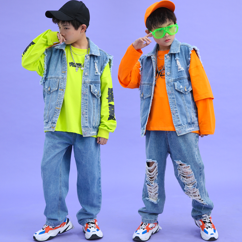 Boy Baby Street Dance Kit Jean-pants Hiphop Horse Jazz Dance Hip Hop Show Children's Show Show
