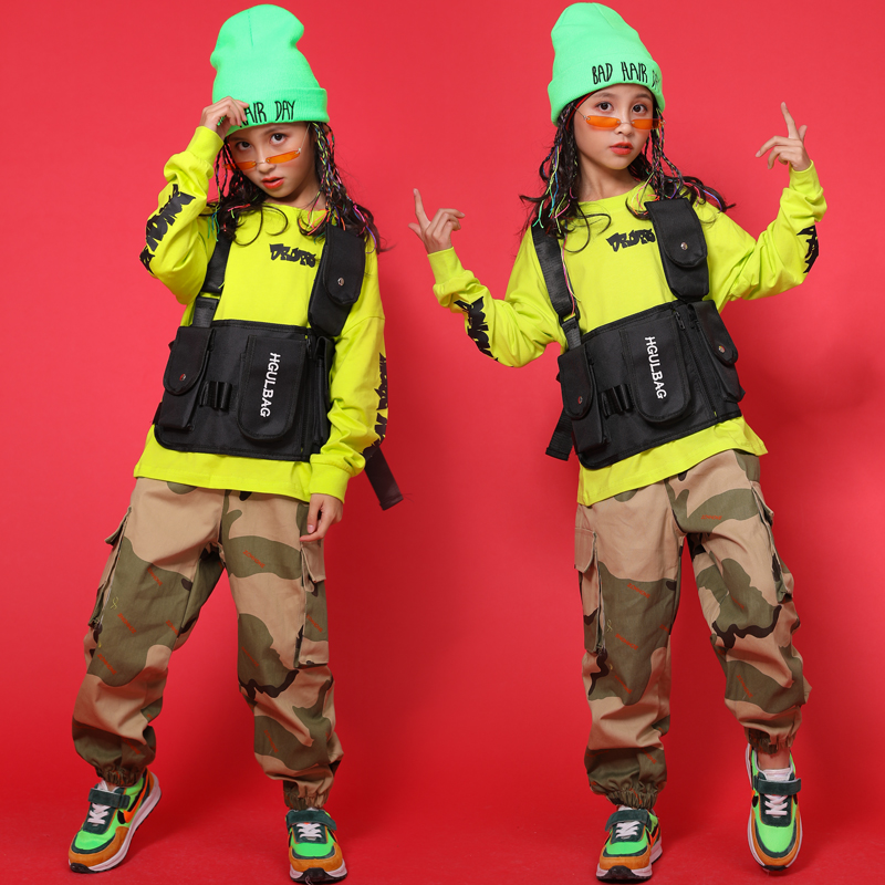 Children's Street Dance Kit Boy Hip Hop Machine Camouflage Girl Jazz Dance Fashion Young Children Hiphop Show Clothes