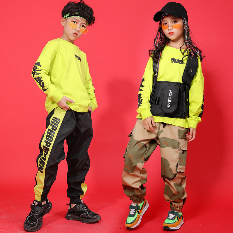 Children's jazz dance clothing girls tide brand Korean version of hip-hop hip-hop loose sweater spring and autumn girl performance clothes