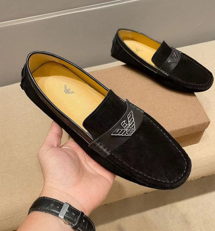 Lidena Manny Beans Shoes Men Frosted Leather Shoes Korean version Fashion casual shoes One foot pedal 100 Breathable Driving Shoes