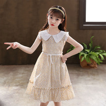 Girls summer dress 2021 new summer childrens clothing Korean version of net red skirt childrens foreign style flower princess skirt