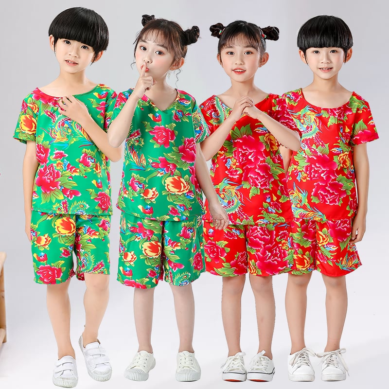 Northeast Dark clothes clothes ethnic hip hop suit boys and girls summer big flower shorts funny performances clothes