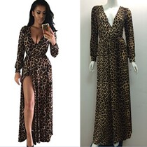 The new 2017 leopard grain sexy women dress evening dress