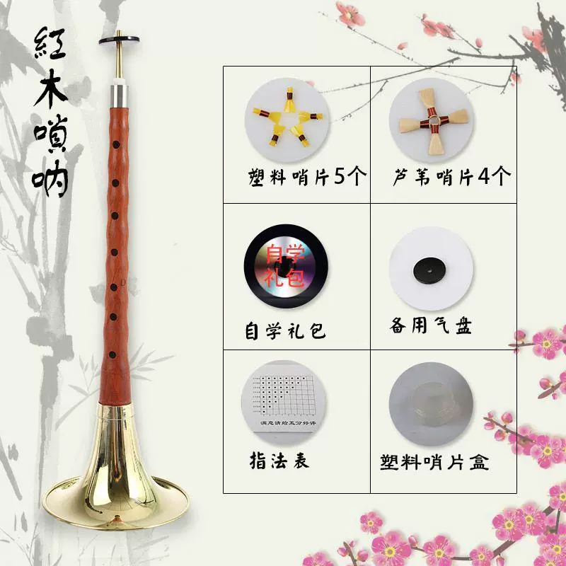 Suona nhạc cụ gỗ mun cổ đầy đủ phụ kiện chuyên nghiệp cực mới bắt đầu người lớn kèn trumpet nhập cảnh trình độ thổi kèn - Nhạc cụ dân tộc