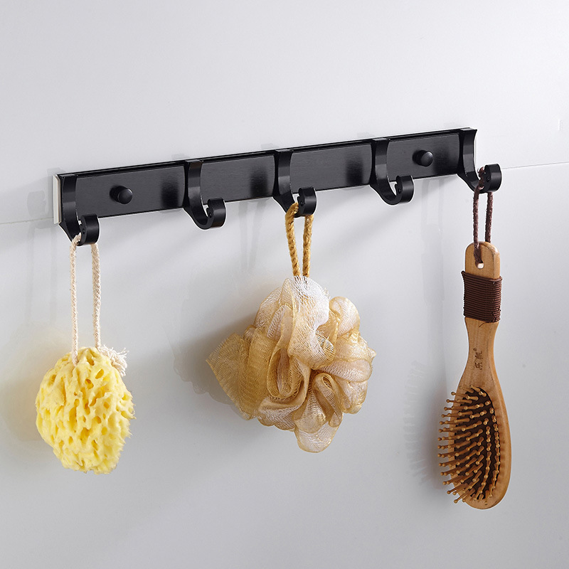 Punch-free clothes hook Wall Wall bathroom black clothes coat hook toilet wardrobe towel adhesive hook Hook row hook