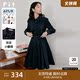 pit2023 spring and summer new retro lapel elegant French commuter style waist dress temperament a-line skirt for women