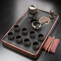 Zisha Tea Set Suit For Home Living Room Kung Fu Tea Cup Small Solid Wood Tea Tray Drainage Tea Table Office Teapot