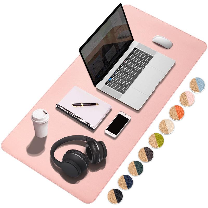 Manufacturer spot cork bifacial bicolor office writing slip rat cushion ultra large PU leather desk writing pad wholesale
