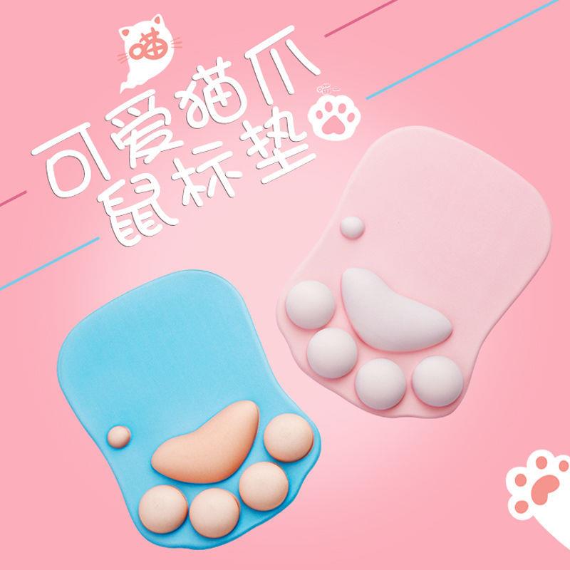 Cute Cat Paw Cartoon Silicone Rubber Wrists Anti-Slip Mouse Cushion Creative Cartoon Office Home Silicone Cushion Plus Print LOGO