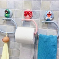 Cartoon bathroom children hanging towel rack hook face towel non-perforated toilet paper towel kitchen creative shelf