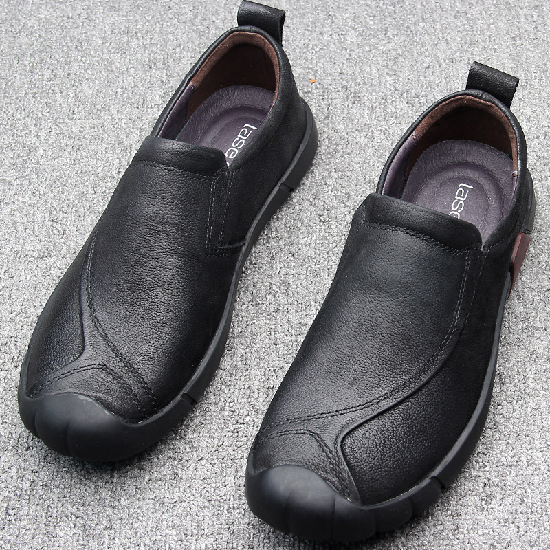 Foreign trade Driving shoes men genuine leather One foot pedal soft-bottom men casual leather shoes Men's Inn wide footed 100 lap breathable fall