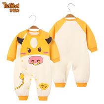 Baby jumpsuit Spring and Autumn long sleeve cotton pajamas newborn clothes for men and women baby ha clothes cute Net red climbing clothes