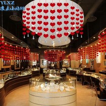 Drs Valentines Day Jewelry Store Decoration Placement Creative Mall Gold Shop Opening Shop Opening Shop Celebration Activities Suspended Ceiling Crystal Curtain