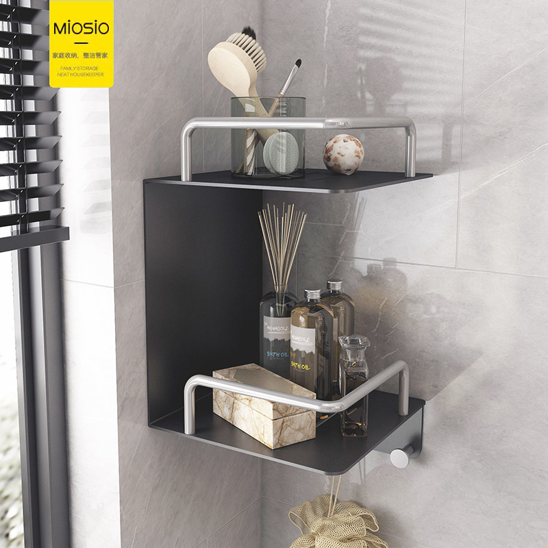 Space Aluminum Bathroom Shelving 2-layer triangular double-shelf Toilet Corner rack Makeup Room Shelving wall-mounted
