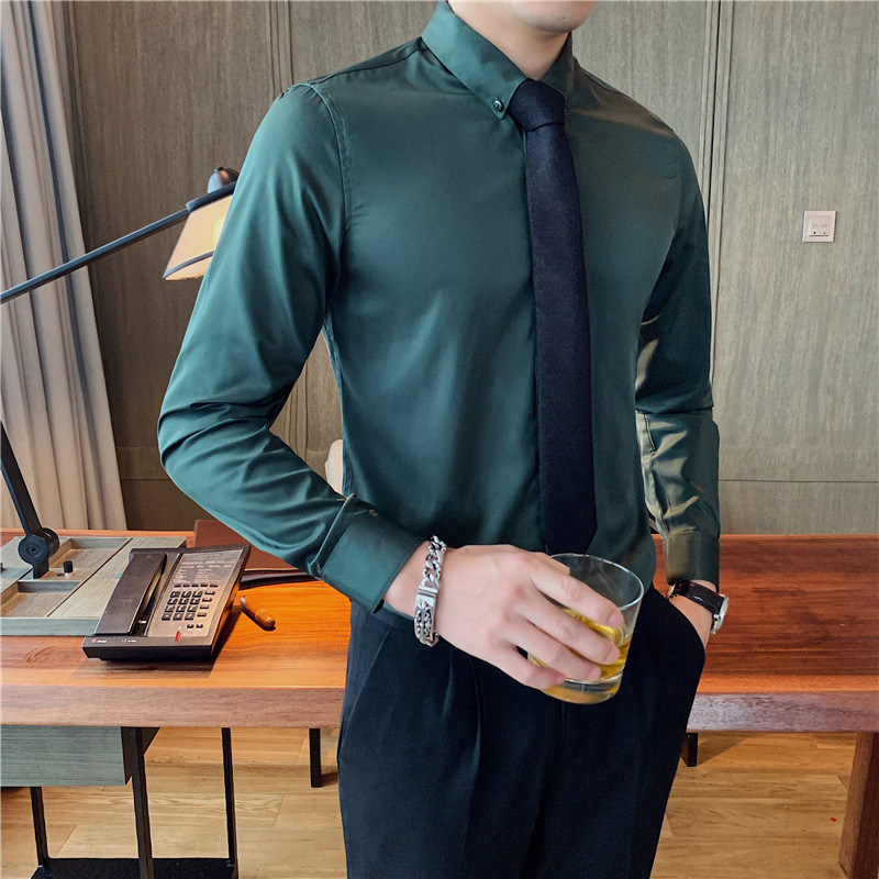 Spring and autumn clothes Han version Body Long Sleeve Shirt Trend Fatson Gats Overweight Overweight Men Casual Suit Inner lap shirt