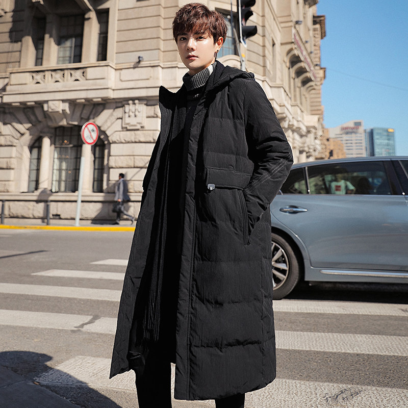 Winter thickened warm long cotton coat Men's coat jacket lengthened over the knee down cotton clothing Korean version of the trend quilted jacket