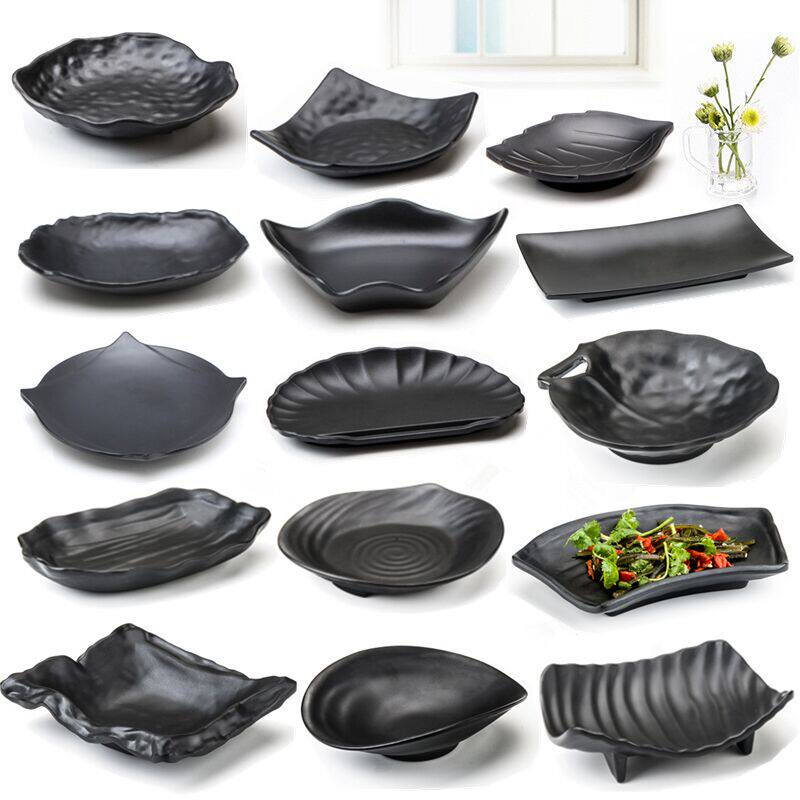 Melamine imitation porcelain black creative Japanese snacks cold dish commercial hot pot restaurant special plate imitation porcelain barbecue plate