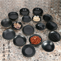Black imitation porcelain melamine snacks peanut cake snack bar small plastic drop-resistant dark dish tableware
