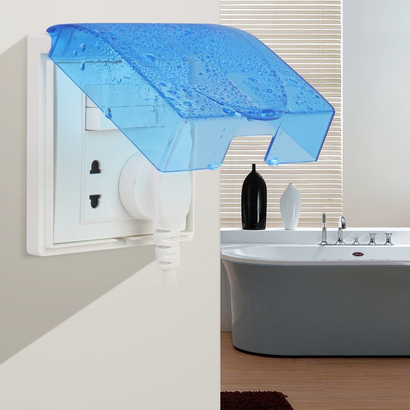 Feidiao bathroom powder room 86 socket switch transparent protective cover Waterproof box splash box blue waterproof cover