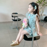 Летний комплект, детская летняя одежда, юбка, ханьфу
