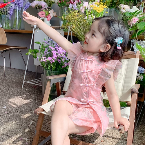 Летний комплект, детская летняя одежда, юбка, ханьфу