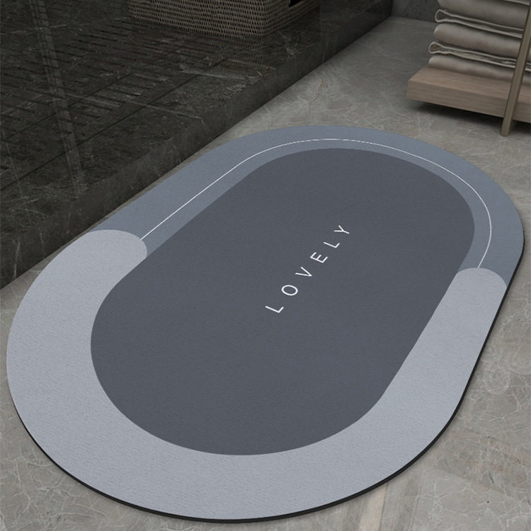 Home Makeup Room Suction Speed Dry Carpet Ground Mat Doorway Bathroom Non-slip Foot Mat Silicon Algae Clay Soft Mat Oval