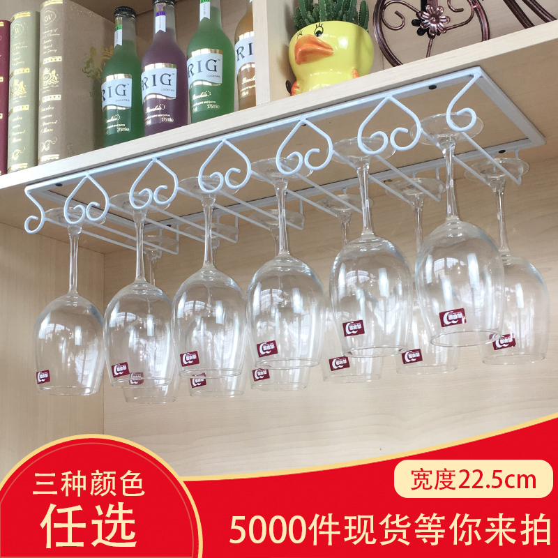 European simple red wine glass rack upside down wine cabinet Solid wood hanging cup rack Bar creative goblet rack household ornaments