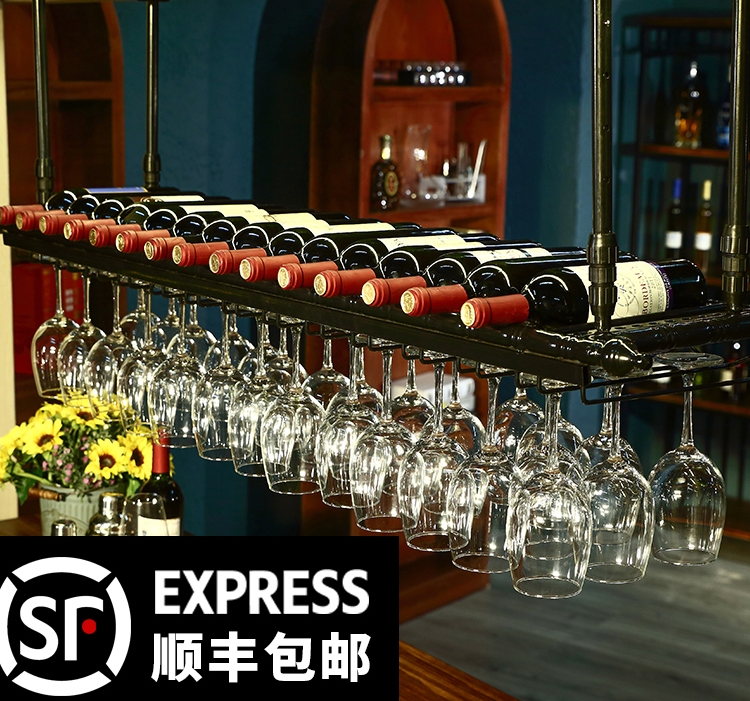 Bar Table Wine Cup Rack Hung Upside Down Shelf High Foot Cup Wine Rack Creative Red Wine Glass Rack Swing hanger frame