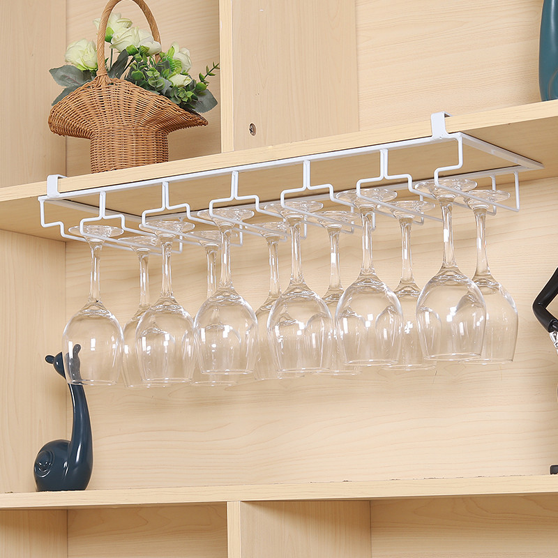 Nail-free red wine glass shelf upside down HOME RACK HIGH FOOT CUP SHELF CREATIVE PENDULUM SUSPENDED WITHOUT INJURY CABINET WINE RACK WINE RACK WINE RACK STAND